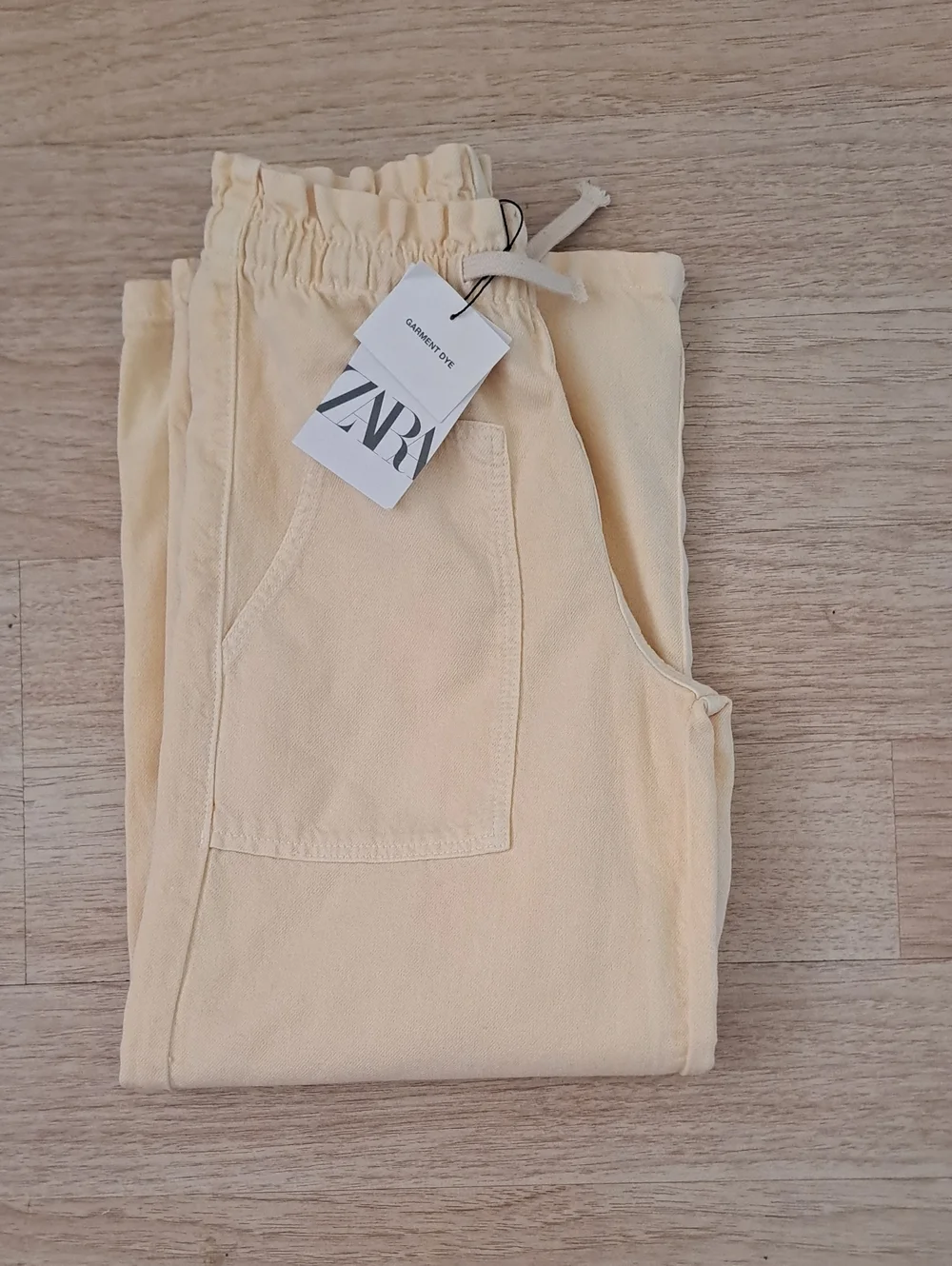 ZARA Cream Wide-Leg Drawstring Pants